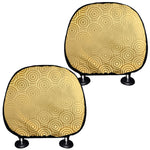 Gold Chinese Pattern Print Car Headrest Covers