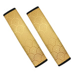 Gold Chinese Pattern Print Car Seat Belt Covers