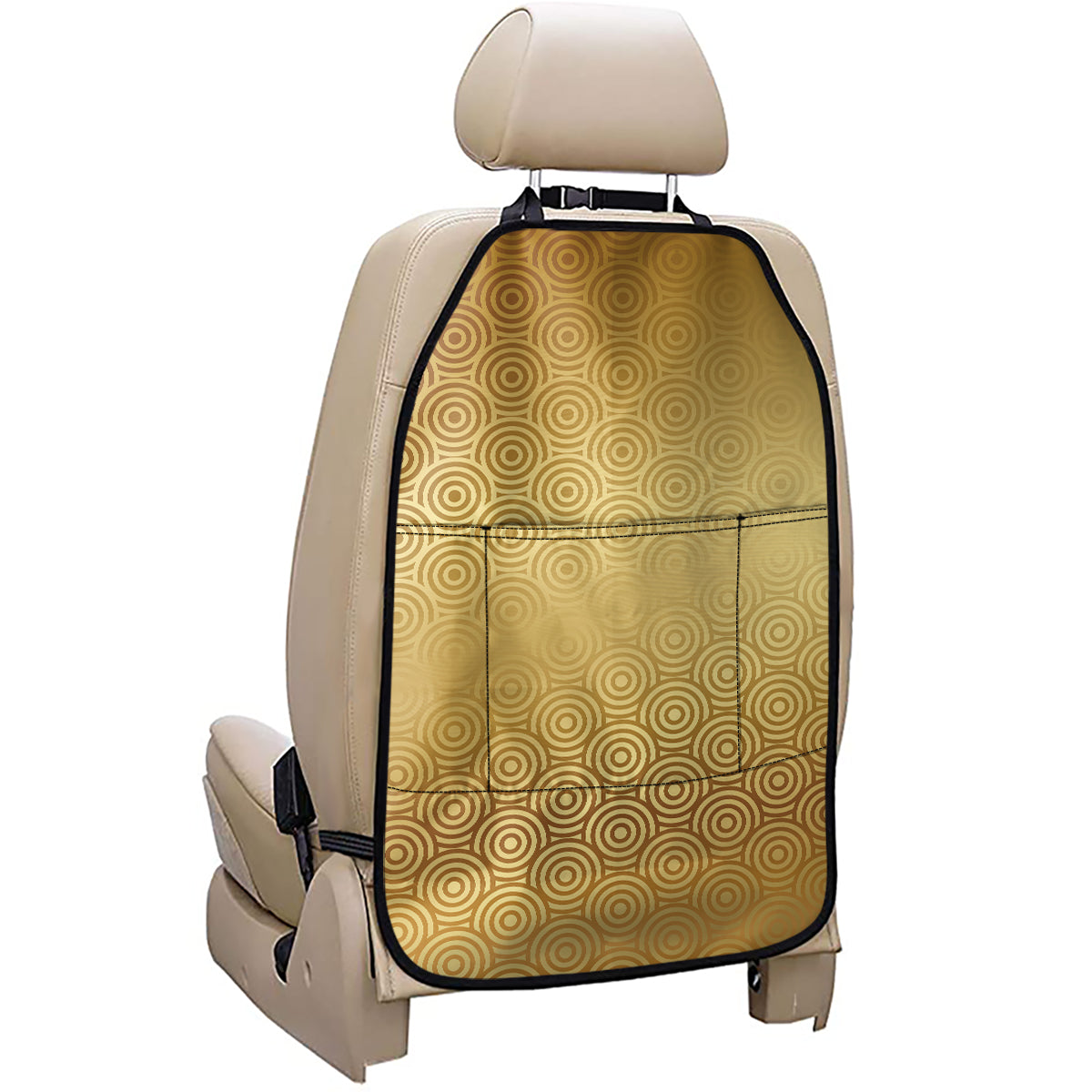 Gold Chinese Pattern Print Car Seat Organizers