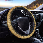 Gold Chinese Pattern Print Car Steering Wheel Cover