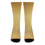 Gold Chinese Pattern Print Crew Socks