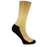 Gold Chinese Pattern Print Crew Socks