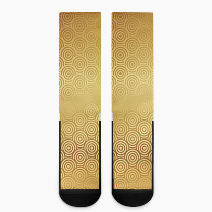 Gold Chinese Pattern Print Crew Socks