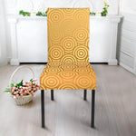 Gold Chinese Pattern Print Dining Chair Slipcover