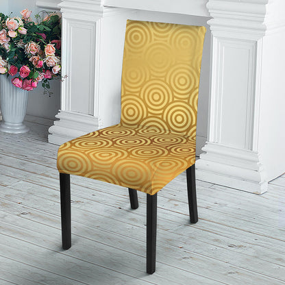 Gold Chinese Pattern Print Dining Chair Slipcover
