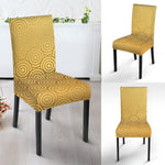 Gold Chinese Pattern Print Dining Chair Slipcover