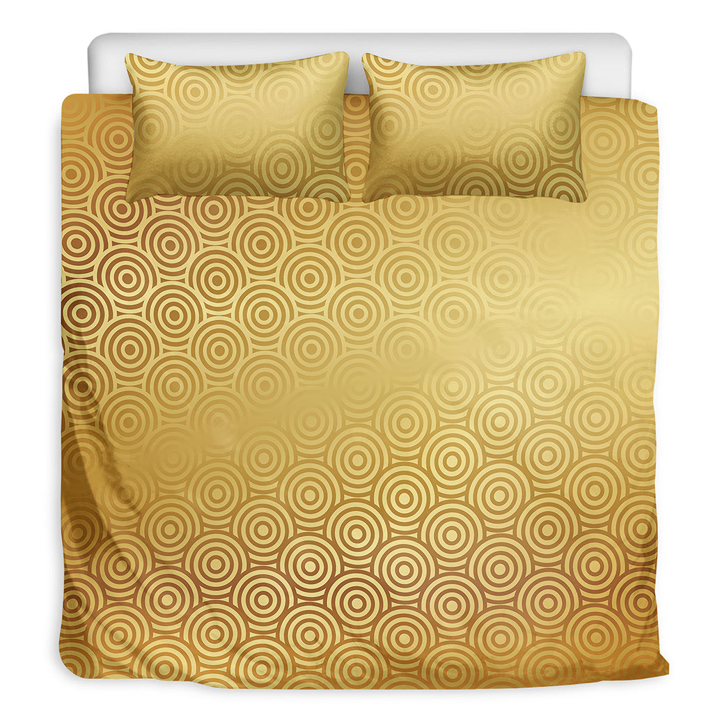 Gold Chinese Pattern Print Duvet Cover Bedding Set