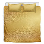 Gold Chinese Pattern Print Duvet Cover Bedding Set