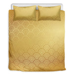 Gold Chinese Pattern Print Duvet Cover Bedding Set