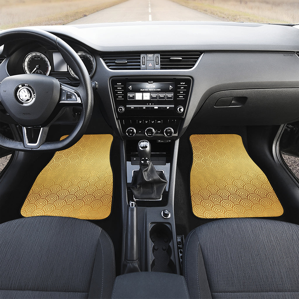 Gold Chinese Pattern Print Front and Back Car Floor Mats