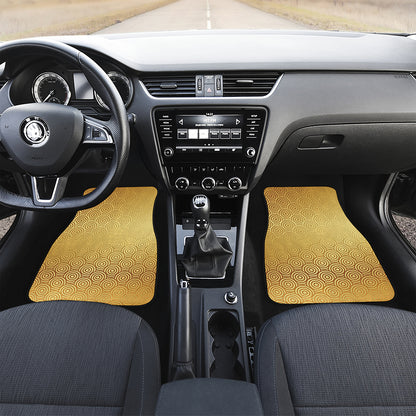 Gold Chinese Pattern Print Front and Back Car Floor Mats