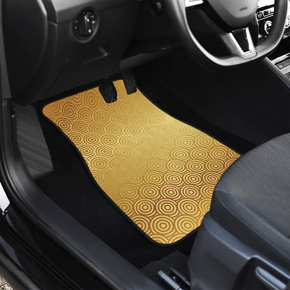Gold Chinese Pattern Print Front and Back Car Floor Mats
