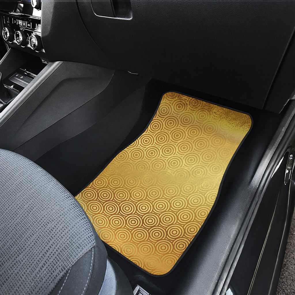 Gold Chinese Pattern Print Front and Back Car Floor Mats