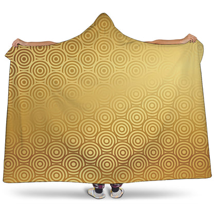 Gold Chinese Pattern Print Hooded Blanket