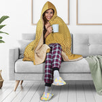 Gold Chinese Pattern Print Hooded Blanket