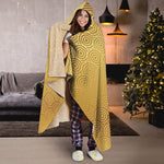 Gold Chinese Pattern Print Hooded Blanket