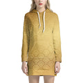 Gold Chinese Pattern Print Pullover Hoodie Dress