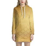 Gold Chinese Pattern Print Hoodie Dress