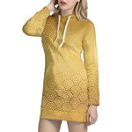 Gold Chinese Pattern Print Hoodie Dress