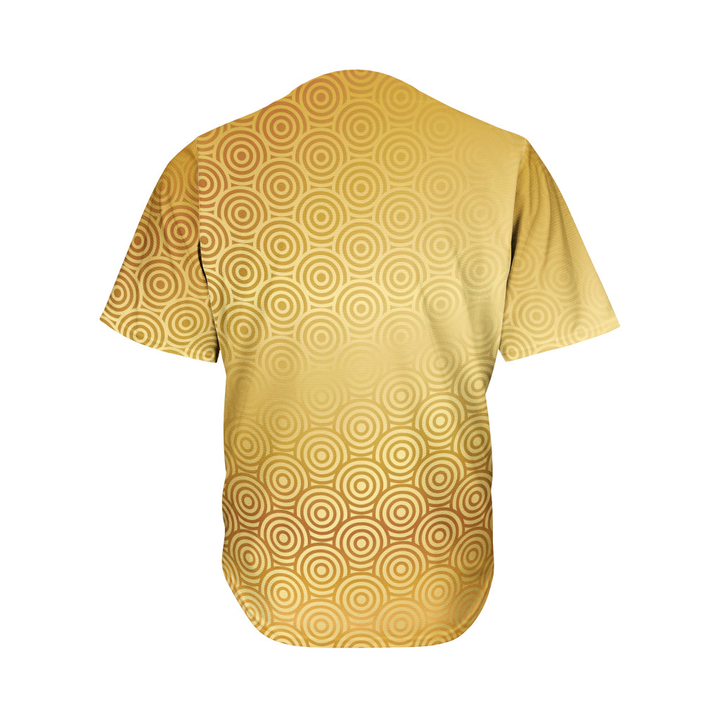 Gold Chinese Pattern Print Men's Baseball Jersey