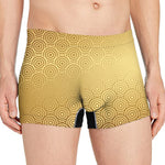Gold Chinese Pattern Print Men's Boxer Briefs