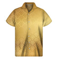 Gold Chinese Pattern Print Men's Short Sleeve Shirt