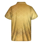 Gold Chinese Pattern Print Men's Short Sleeve Shirt