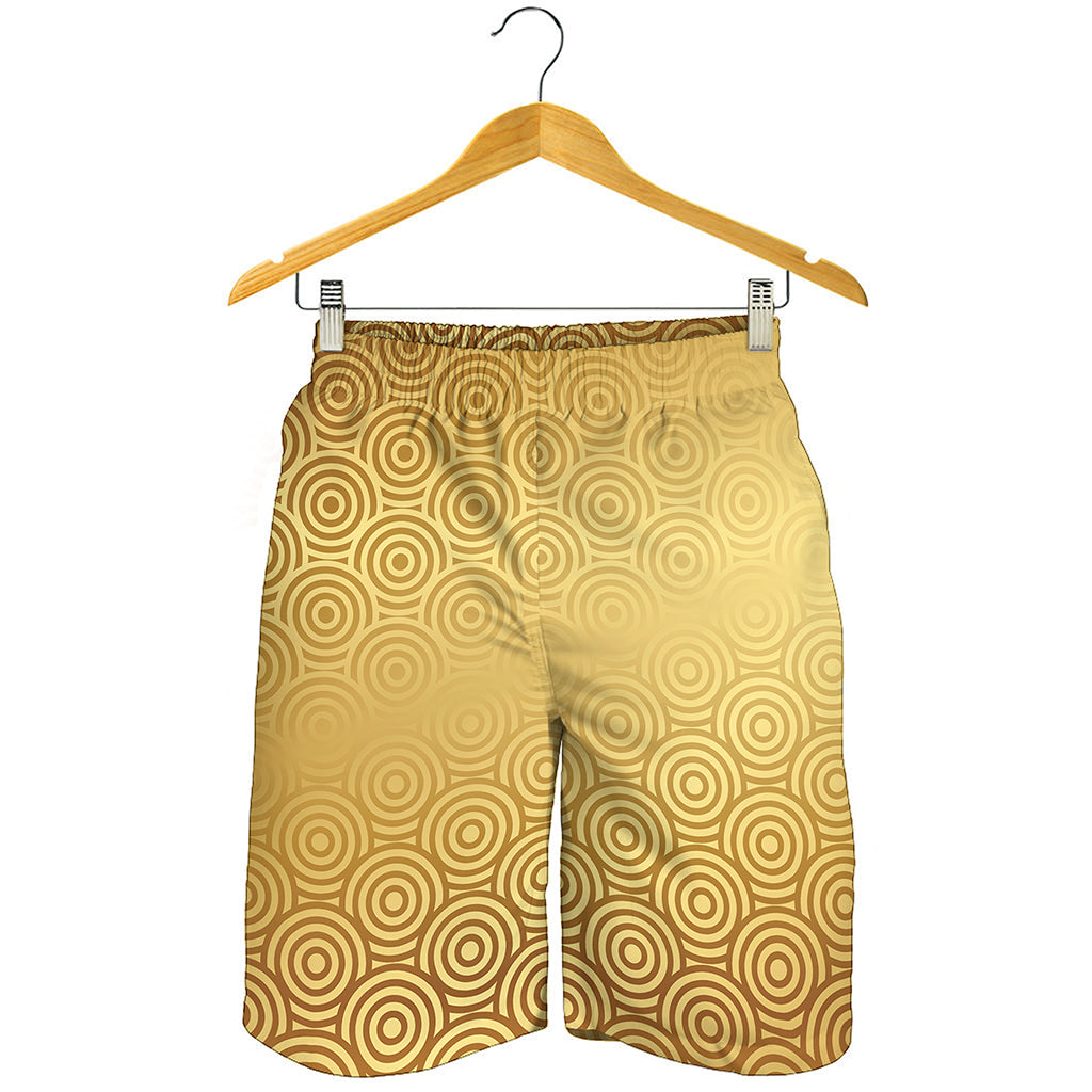 Gold Chinese Pattern Print Men's Shorts