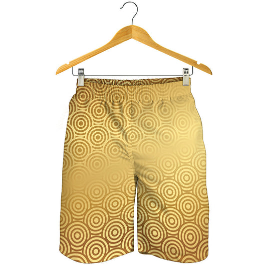 Gold Chinese Pattern Print Men's Shorts