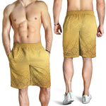 Gold Chinese Pattern Print Men's Shorts