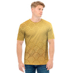 Gold Chinese Pattern Print Men's T-Shirt