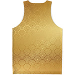 Gold Chinese Pattern Print Men's Tank Top