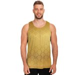 Gold Chinese Pattern Print Men's Tank Top