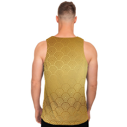 Gold Chinese Pattern Print Men's Tank Top
