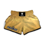 Gold Chinese Pattern Print Muay Thai Boxing Shorts