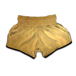 Gold Chinese Pattern Print Muay Thai Boxing Shorts