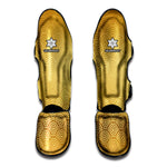 Gold Chinese Pattern Print Muay Thai Shin Guard