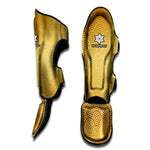 Gold Chinese Pattern Print Muay Thai Shin Guard