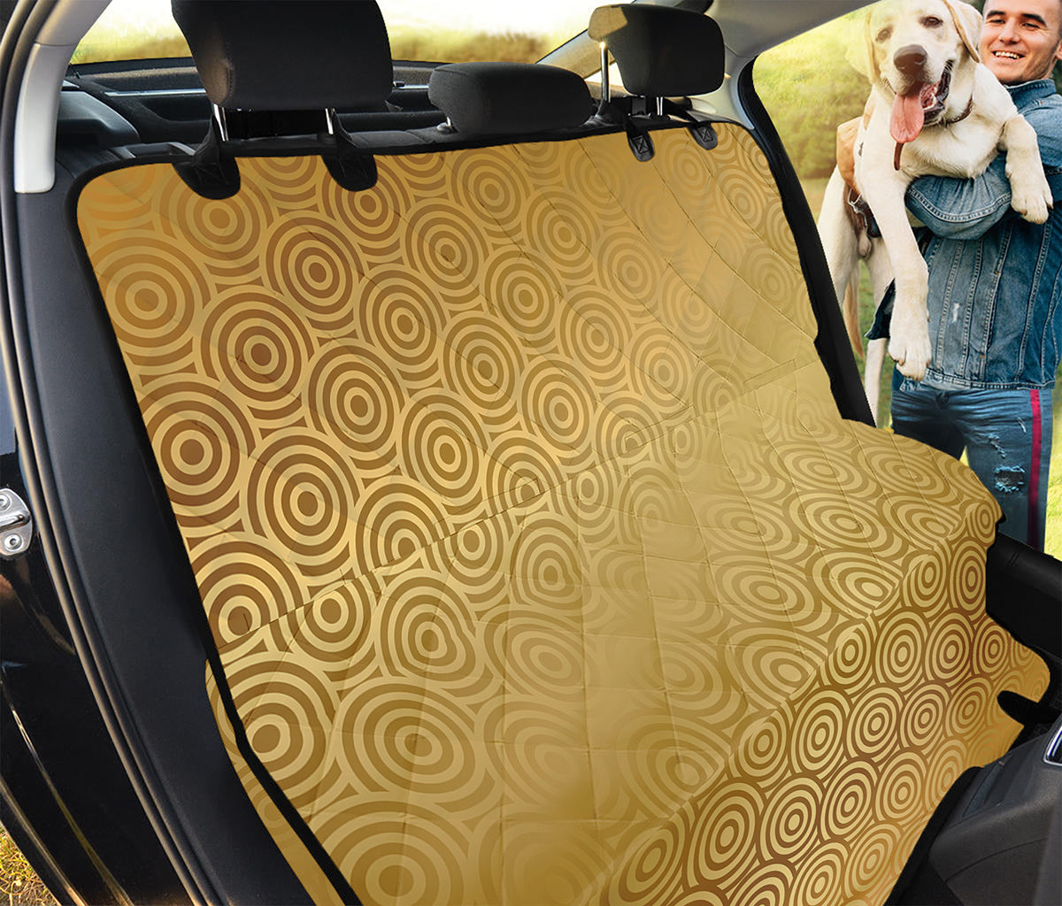 Gold Chinese Pattern Print Pet Car Back Seat Cover