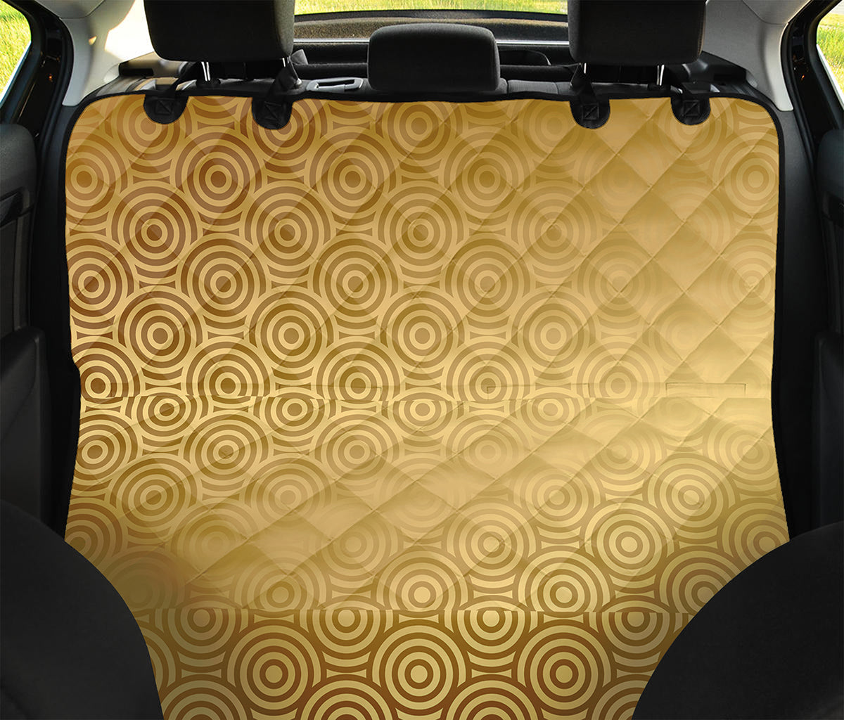 Gold Chinese Pattern Print Pet Car Back Seat Cover