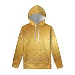 Gold Chinese Pattern Print Pullover Hoodie