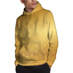 Gold Chinese Pattern Print Pullover Hoodie