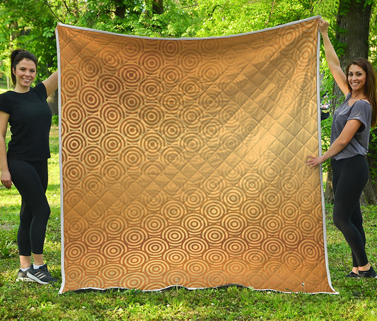 Gold Chinese Pattern Print Quilt