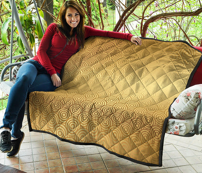 Gold Chinese Pattern Print Quilt