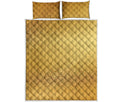 Gold Chinese Pattern Print Quilt Bed Set