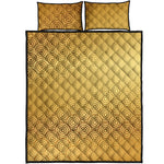 Gold Chinese Pattern Print Quilt Bed Set
