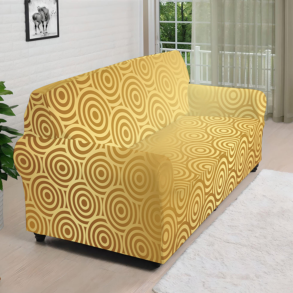 Gold Chinese Pattern Print Sofa Cover