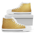 Gold Chinese Pattern Print White High Top Sneakers