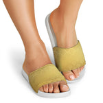 Gold Chinese Pattern Print White Slide Sandals