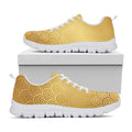 Gold Chinese Pattern Print White Running Shoes